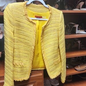 Alice + Olivia Yellow Tweed Blazer